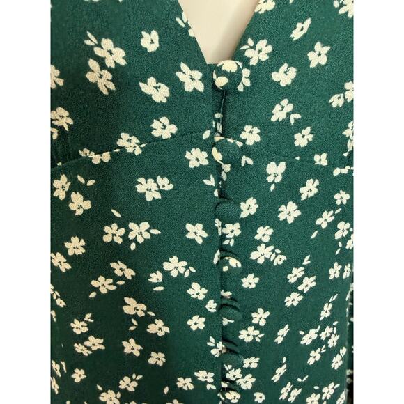 Reformation Nell Top V Neck Annette print Green Floral Long Sleeve Sz M - Picture 8 of 14